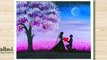 How to draw beautiful couple in night with heart __ love painting __ Pallavi Drawing Academy __
