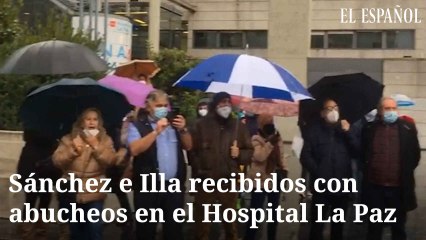 Sánchez e Illa recibidos con abucheos en el Hospital La Paz