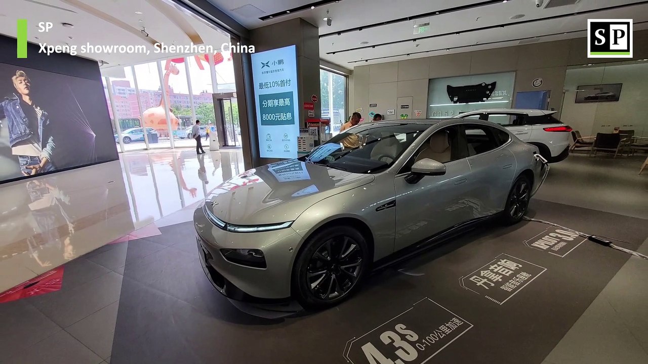 Xpeng P7 review: walkaround in Shenzhen showroom; Tesla killer electric car made in China