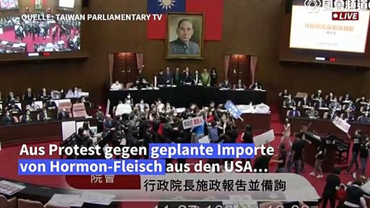 Sauerei in Taiwans Parlament: Schlacht mit Innereien