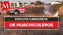 Explota camioneta con 'huachicol' en Querétaro