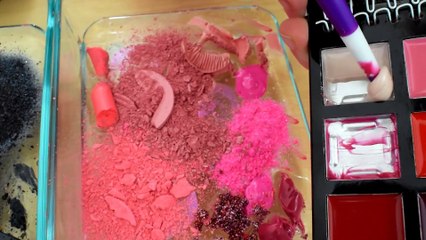 Black vs Pink  - Mixing Makeup Eyeshadow Into Satisfying Slime ASMR