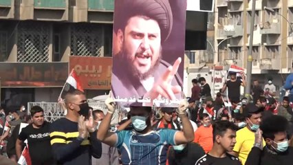مظاهرة للتيار الصدري ببغداد دعما لقرار خوض الانتخابات المبكرة