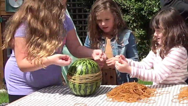 Exploding a Watermelon with Rubber Bands!! Fun