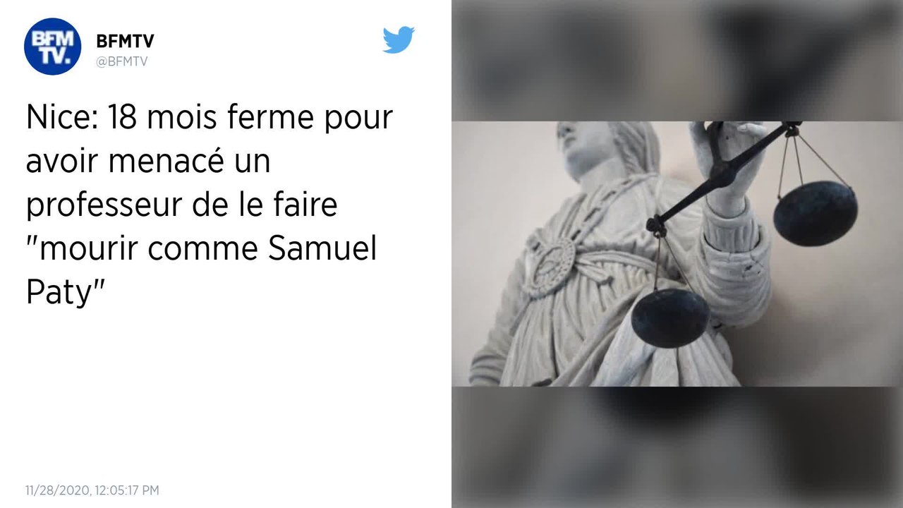 Nice: 18 mois ferme pour avoir menacé un professeur de le faire "mourir comme Samuel Paty"