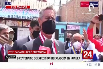 Huaura: Presidente Sagasti acudió a ceremonia por bicentenario de Expedición Libertadora