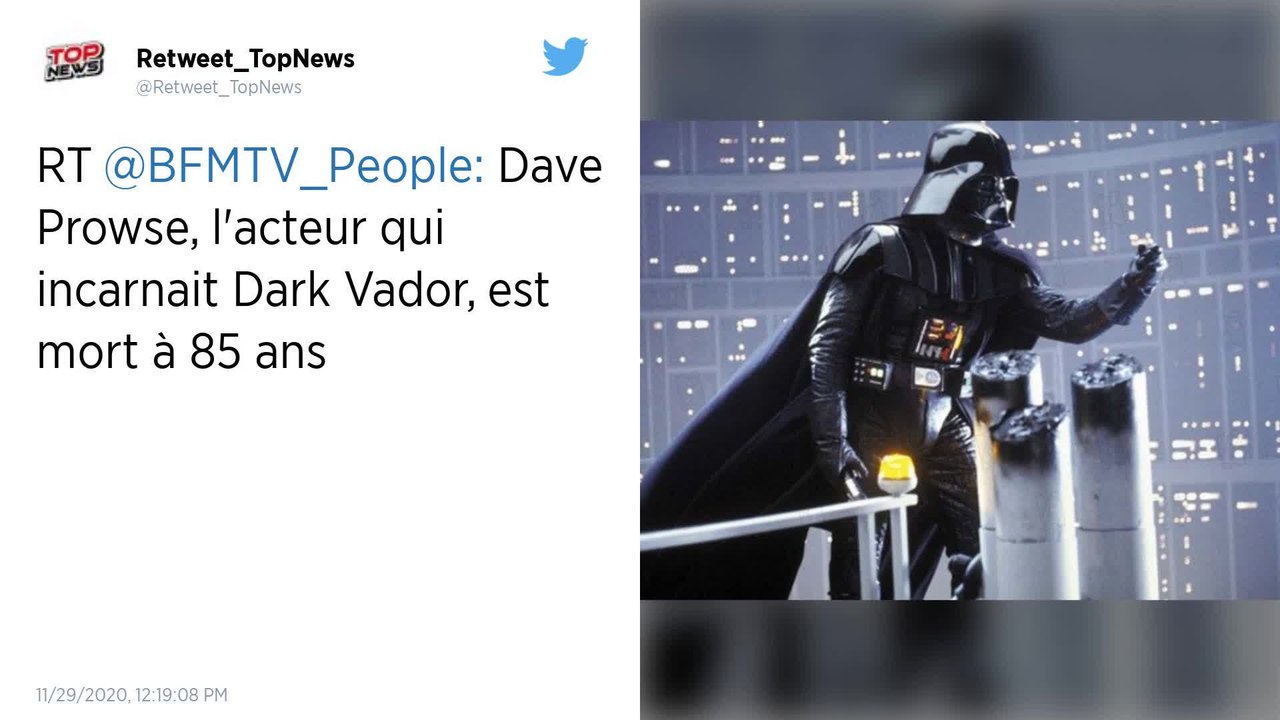 L'acteur britannique Dave Prowse, qui a incarné Dark Vador, est mort à l'âge de 85 ans