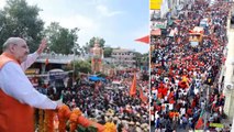 #AmitShahInGHMC : Amit Shah's Roadshow Attracts Massive Crowd వ్యూహాత్మకంగా రూట్ మ్యాప్ | GHMC polls