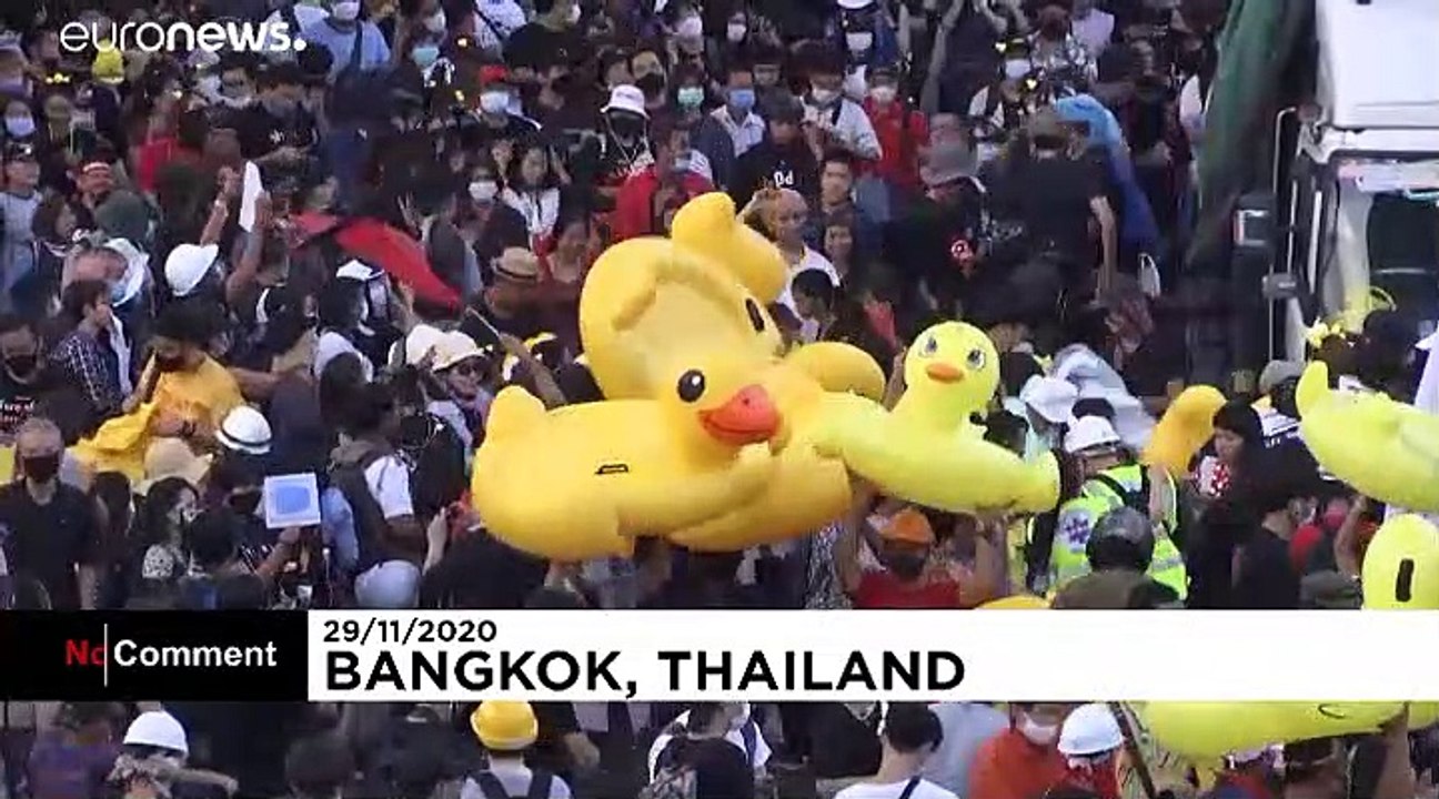 Pro-democracy protesters march once again in Bangkok