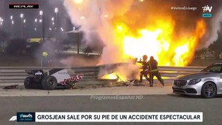 Increíble accidente de Grosjean, tuvo que huir del fuego. GP BAHREIN F1 29/11/2020