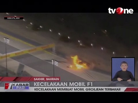Kecelakaan Horor Balap Mobil F1, Mobil Grosjean Terbakar