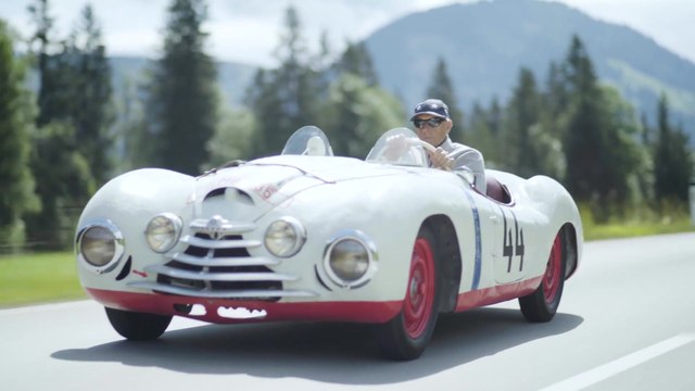 Hans-Joachim Stuck, former Formula 1 driver and Le Mans winner, drives a 1950 Škoda Sport
