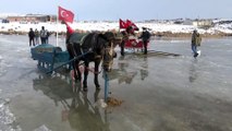 KARS - Çıldır Gölü'nde masalsı atlı kızak gezintileri başladı
