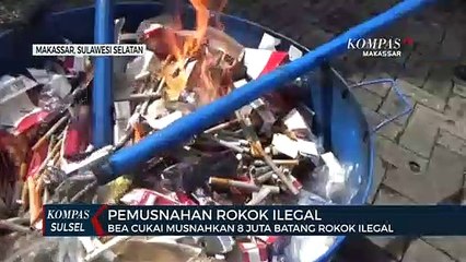 Bea Cukai Musnahkan 8 Juta Batang Rokok Ilegal di Makassar