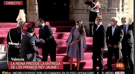 Otro sobresalto para Letizia: un invitado se mete un buen trompazo mientras ella posaba para los fotógrafos