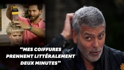 George Clooney se coupe les cheveux avec un étrange engin du téléachat des années 80