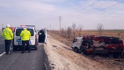 KONYA - Şarampole yuvarlanan vincin operatörü ağır yaralandı