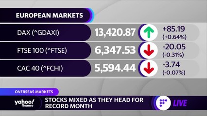 Stocks mixed as they head for record month