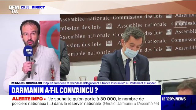 Pour Manuel Bompard, les positions de Gérald Darmanin sont contradictoires avec ce qu'il y a dans le texte de loi sur la sécurité globale