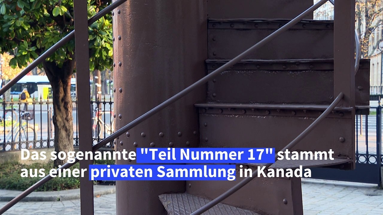 Eine treppe des eiffelturms wird versteigert