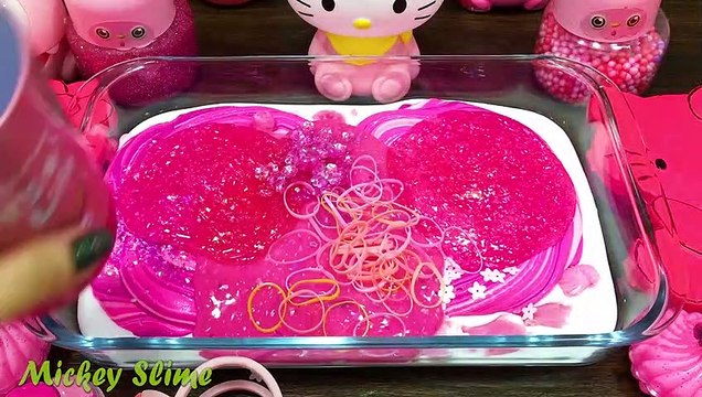 PINK HELLO KITTY Slime! Mixing Random Things into GLOSSY Slime ! Satisfying Slime, ASMR Slime #177