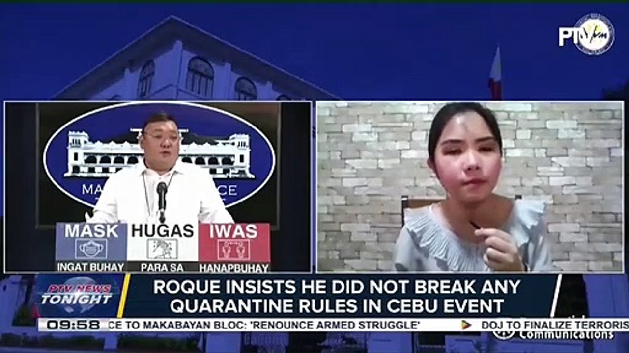 #PTVNewsTonight | Roque insists he did not break any quarantine rules in Cebu event