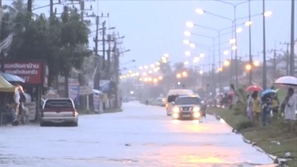Heavy rain floods streets in Thailand