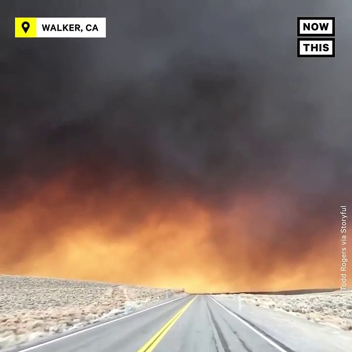Motorist's Ominous View of Fire on California-Nevada State Line