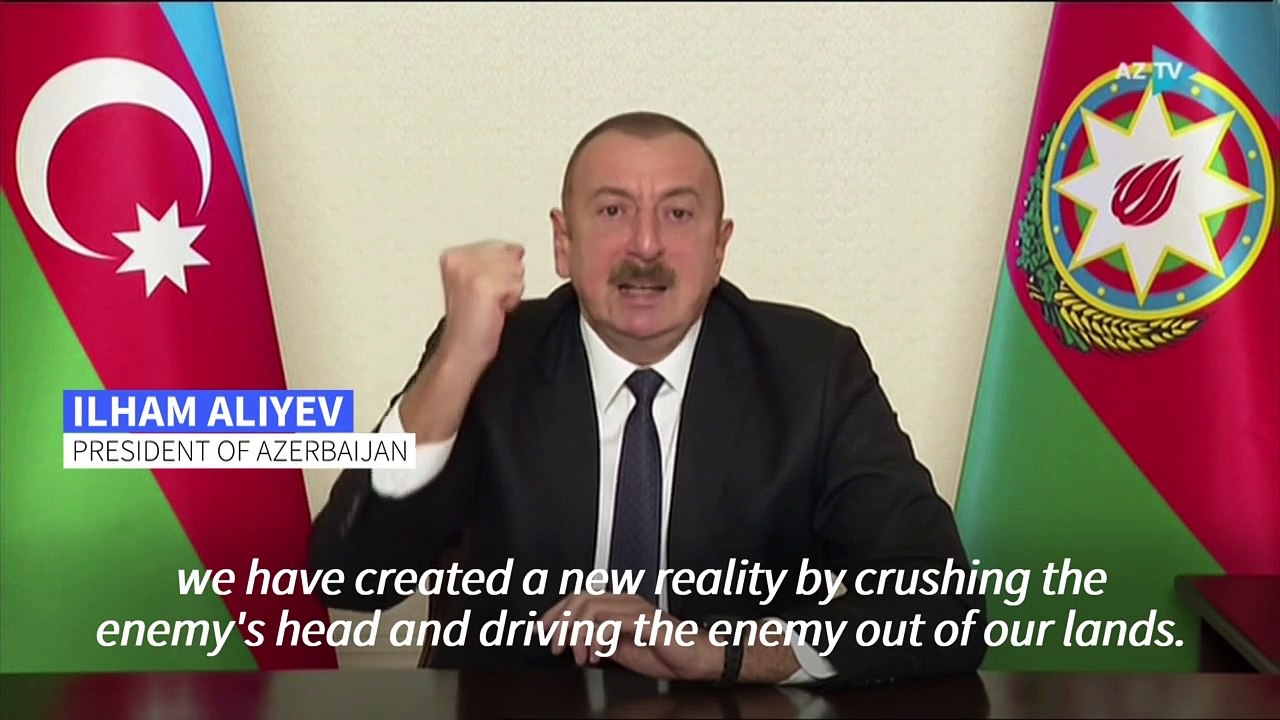 Nagorno-Karabakh: Azerbaijan's president celebrates 'new reality'