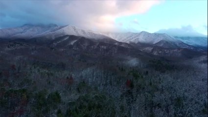 See the snow-covered Great Smoky Mountains from the air
