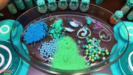Teal Slime | Mixing Makeup and Beads into Clear Slime ASMR! Satisfying Slime Videos #803
