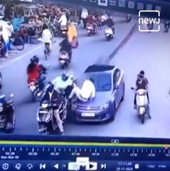 Traffic Police Dragged On Car Bonnet In Nagpur