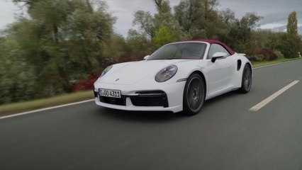 The new Porsche 911 Turbo Cabriolet in Carrara White in Driving Video