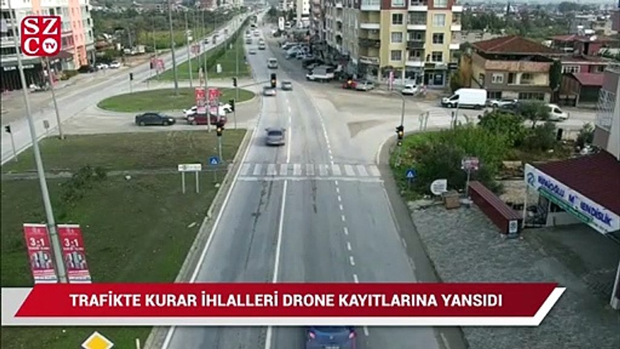 Trafikte kural ihlalleri drone kayıtlarına böyle yansıdı