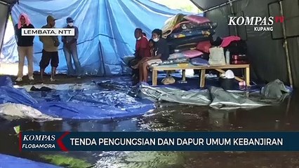 Tenda Pengungsian Korban Erupsi Gunung Ile Ape Kebanjiran