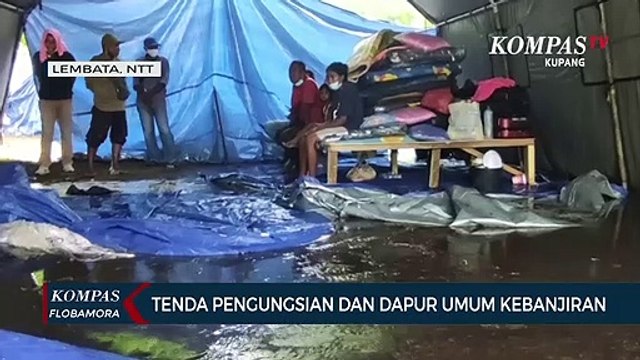 Tenda Pengungsian Korban Erupsi Gunung Ile Ape Kebanjiran