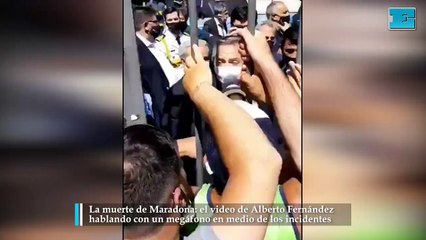 El video de Alberto Fernández hablando con un megáfono en medio de los incidentes