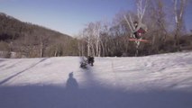 Guy Jumps Over Skier And Attempts Several Tricks While Skiing