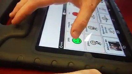 Teen with CP acknowledging punishment using Proloquo2go