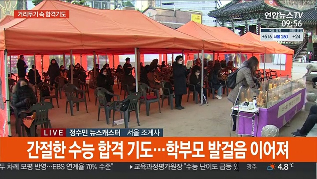 코로나19 속 수능…마스크 쓰고 합격 기도