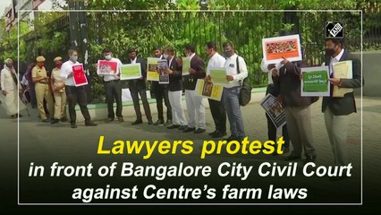 Lawyers protest in front of Bangalore City Civil Court against Centre’s farm laws