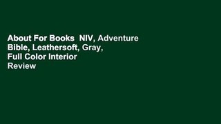 About For Books  NIV, Adventure Bible, Leathersoft, Gray, Full Color Interior  Review