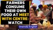 Farmers refuse food offered by the Government, bring their own food at meet with Centre | Oneindia