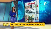 Pamela Acosta leyendo las portadas del dia en el Kiosko de Buenos dias Peru - jueves 03 de diciembre del 2020