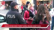 İstiklal’de ilginç anlar, maske cezası kesilen turist böyle dans etti