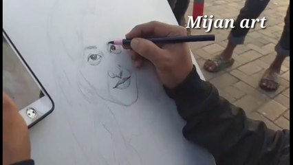 Outside mobile photo portrait sketch