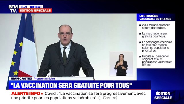 Covid-19: Environ un million de personnes devraient être vaccinées lors de la première phase, selon Jean Castex