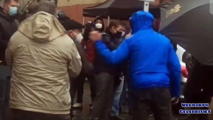 Tom Cruise and the entire cast celebrate under rain filming MI7 in Rome