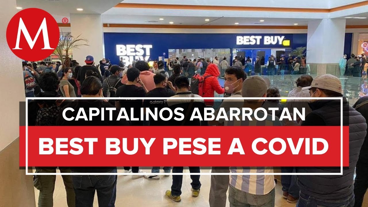 Pese a covid-19, capitalinos hacen largas filas para entrar a tiendas Best Buy de CdMx