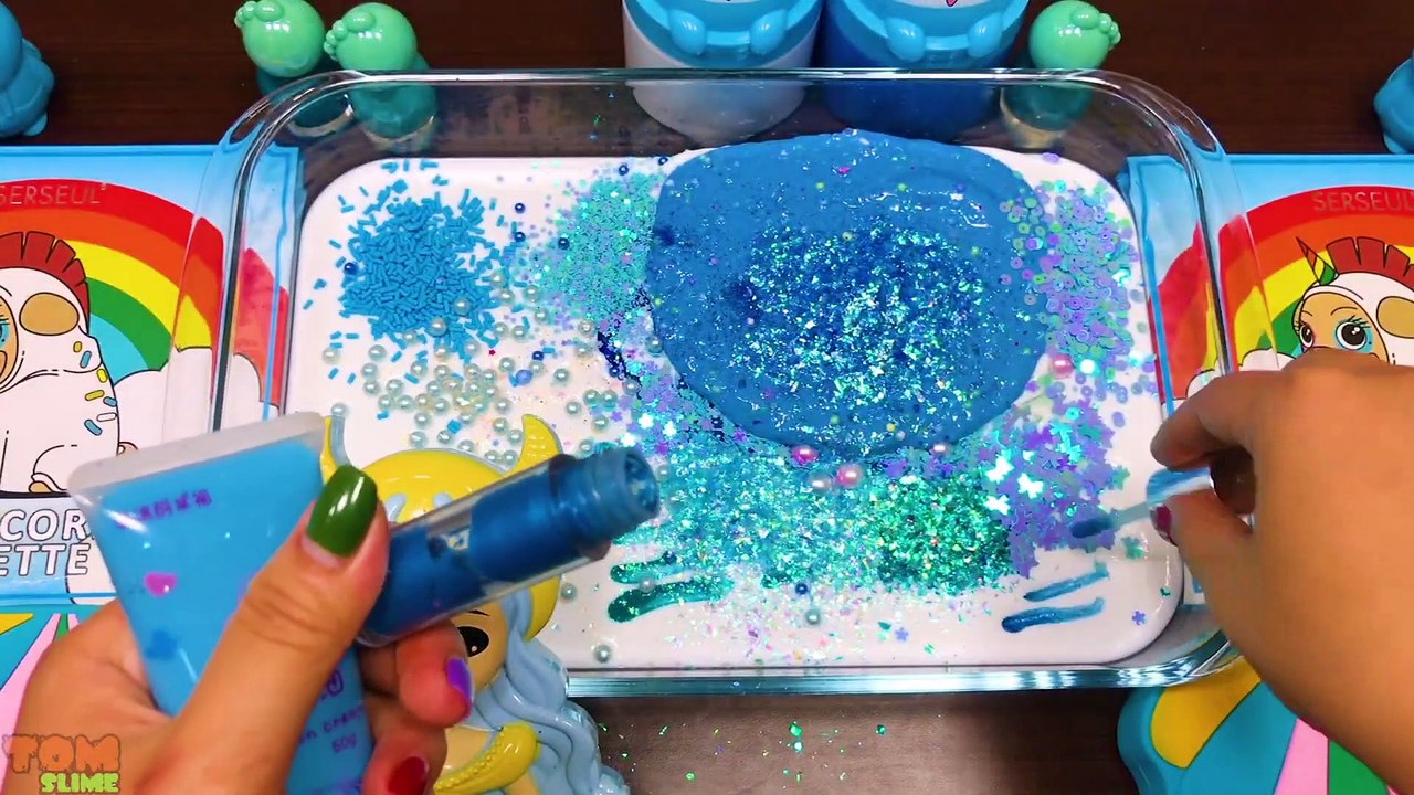 Blue Slime | Mixing Makeup and Glitter into Slime ASMR! Satisfying Slime Videos #805